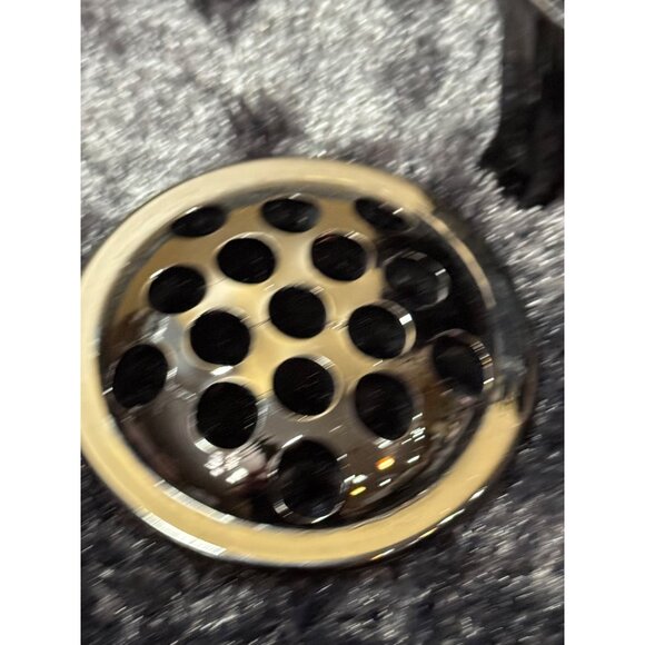 Vintage LE Smith Black Glass Greek Key Flower Frog Footed 2 Piece Vase - Picture 4 of 8